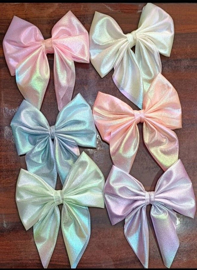 SZN Set of 6 Iridescent Bow Alligator Hair Clips - Image 1